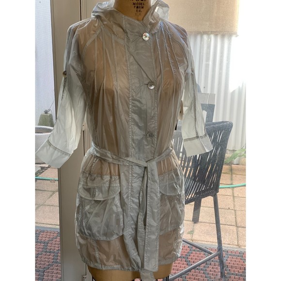 NWT Montiel Clear Effortless Hoodie Zip Front Trench Size S Flawed - Picture 5 of 14